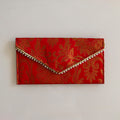 Banarasi Pearled Envelope Deep  Red