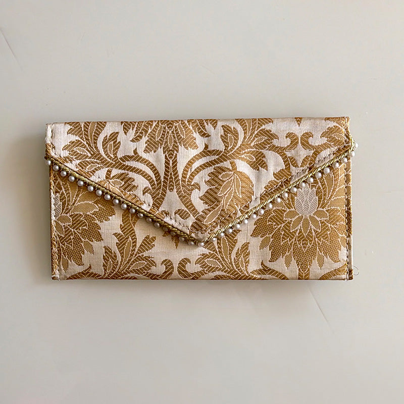 Banarasi Pearled Envelope Ivory Beige