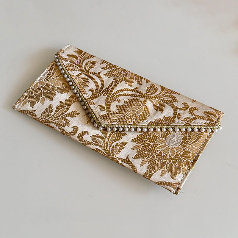 Banarasi Pearled Envelope Ivory Beige