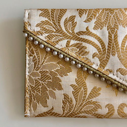 Banarasi Pearled Envelope Ivory Beige