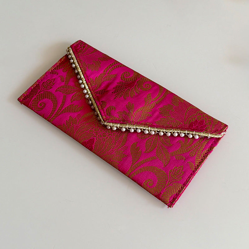 Banarasi Pearled Envelope Rani Pink