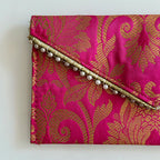 Banarasi Pearled Envelope Rani Pink
