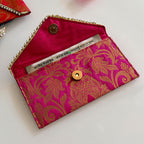 Banarasi Pearled Envelope Rani Pink