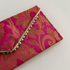 Banarasi Pearled Envelope Rani Pink