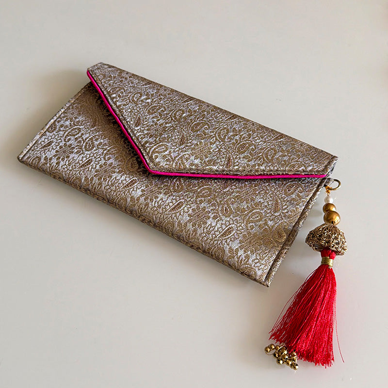 Banarasi Royale Envelope Ash Grey