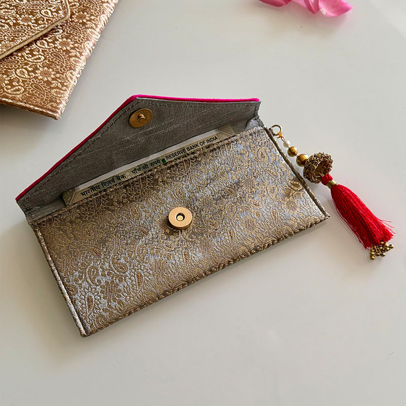 Banarasi Royale Envelope Ash Grey