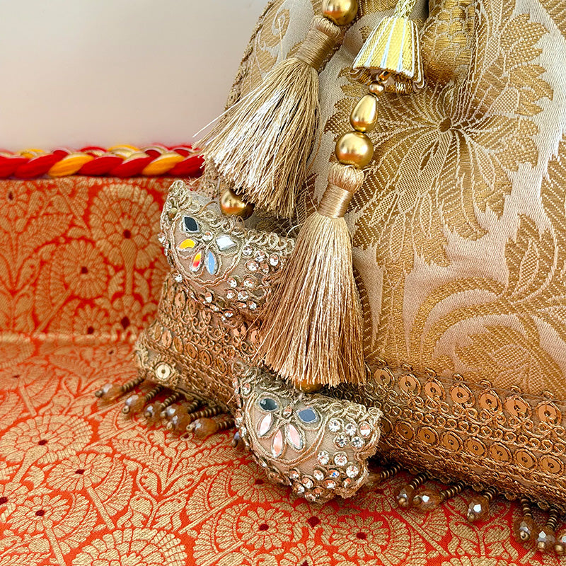 Banarasi Zari Potli Dark Beige