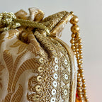 Banarasi Zari Potli Dark Beige