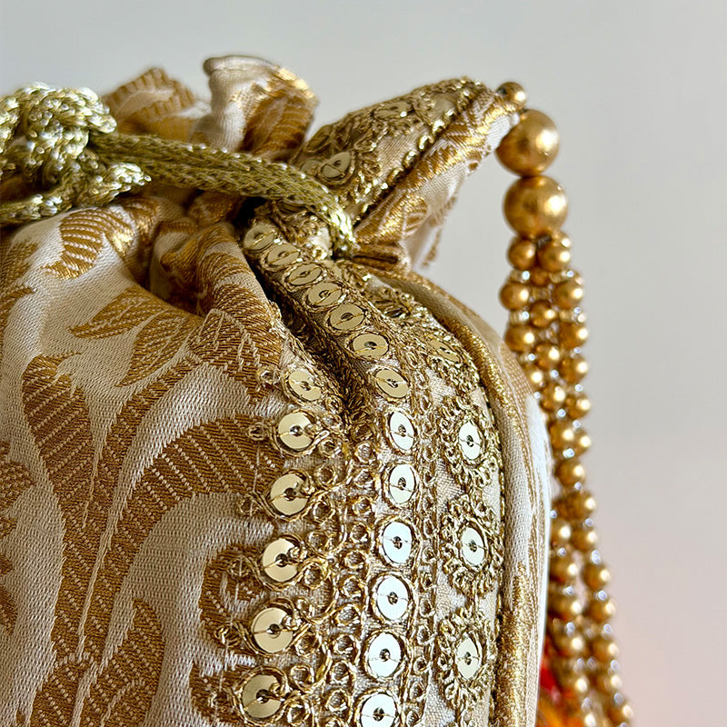 Banarasi Zari Potli Dark Beige