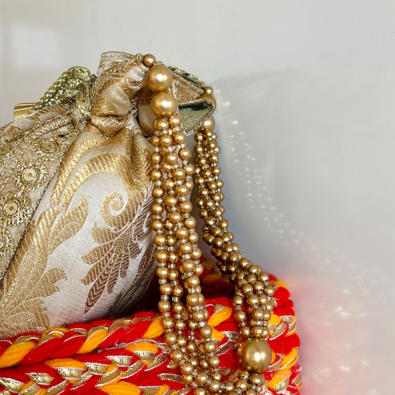 Banarasi Zari Potli Dark Beige