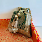 Banarasi Zari Potli Forest Green