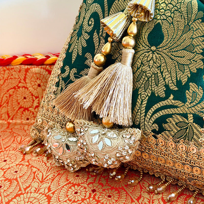 Banarasi Zari Potli Forest Green