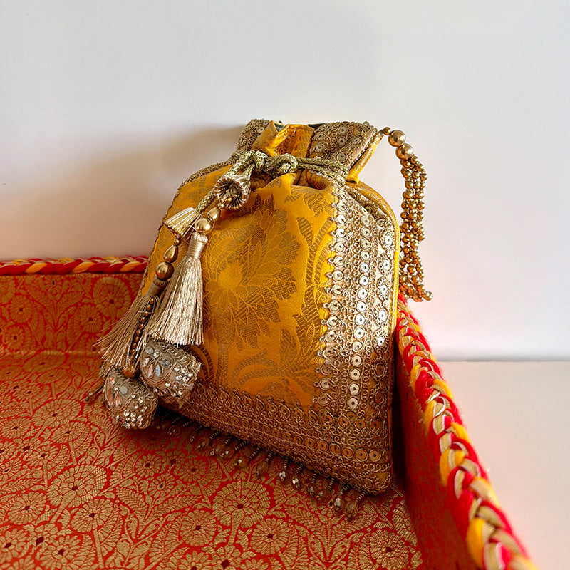 Banarasi Zari Potli Haldi Yellow