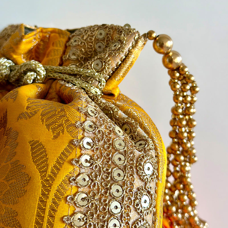 Banarasi Zari Potli Haldi Yellow