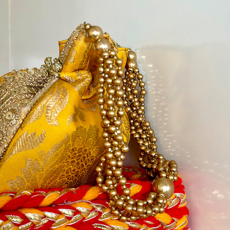 Banarasi Zari Potli Haldi Yellow