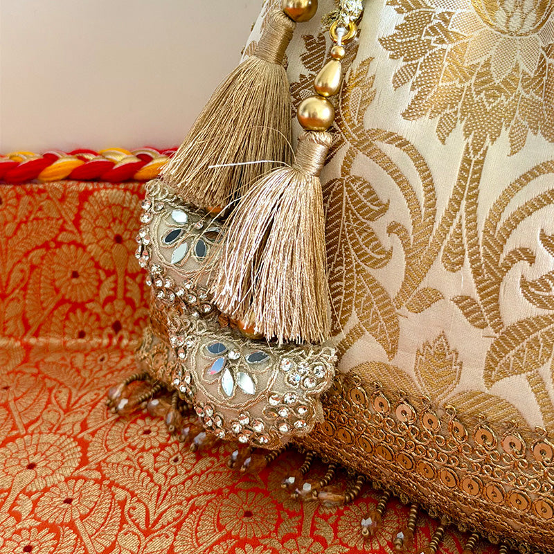 Banarasi Zari Potli Light Beige