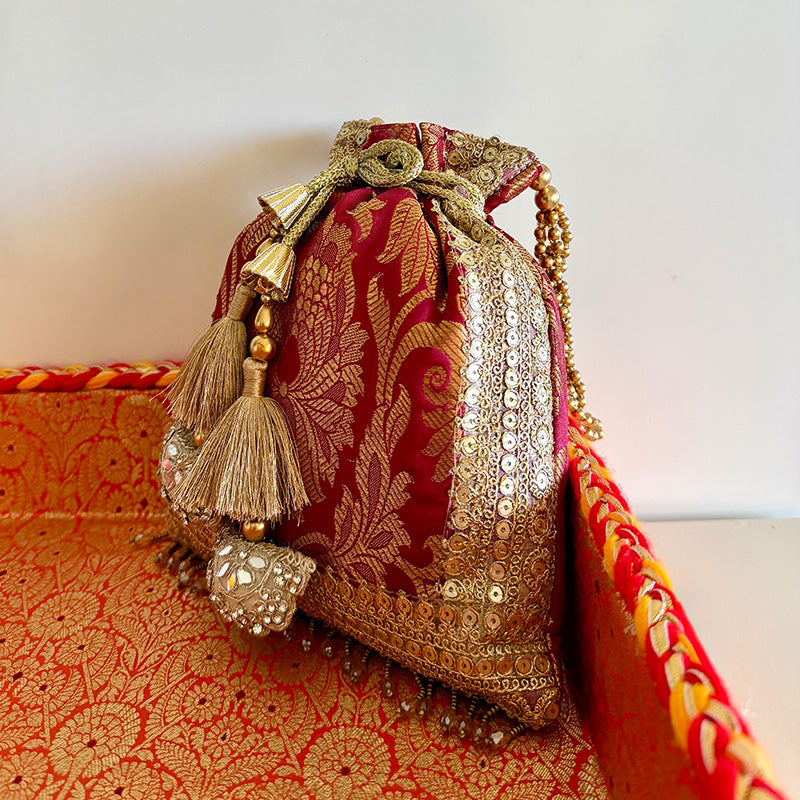 Banarasi Zari Potli Magenta