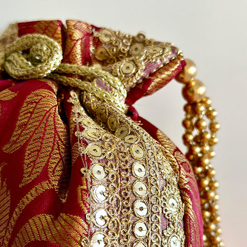 Banarasi Zari Potli Magenta