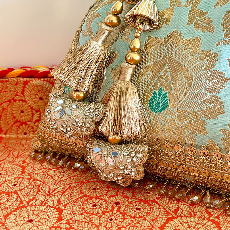 Banarasi Zari Potli Mint Blue