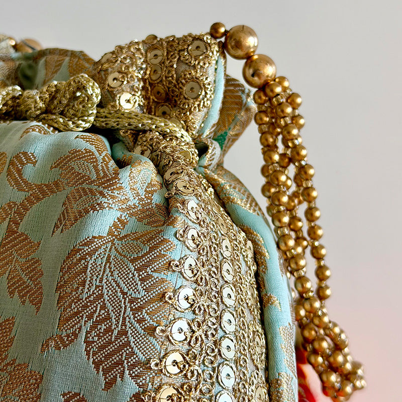 Banarasi Zari Potli Mint Blue
