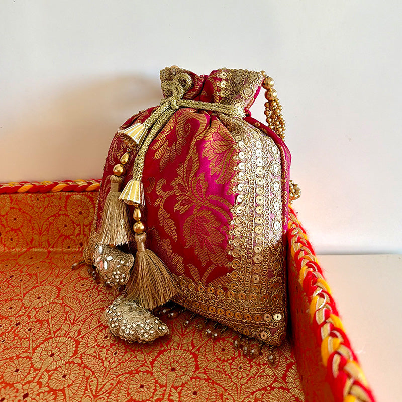 Banarasi Zari Potli Rani Pink