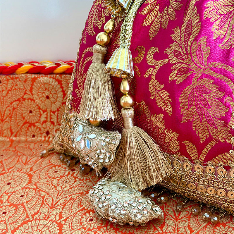 Banarasi Zari Potli Rani Pink