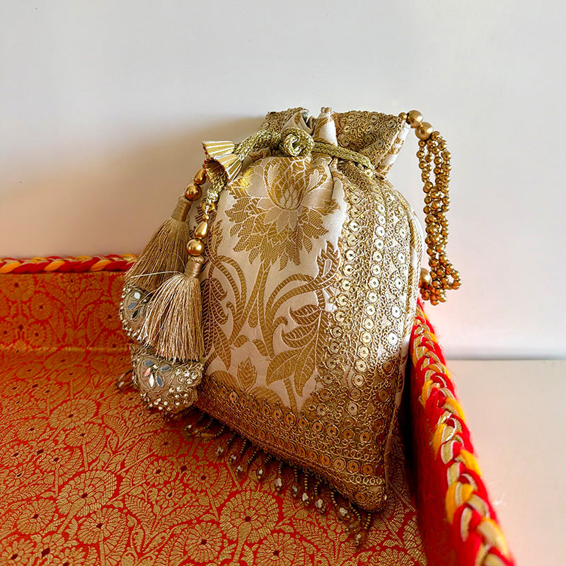 Banarasi Zari Potli Light Beige