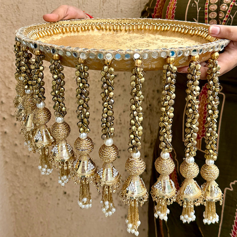 Golden Ghungroo Tassel Thali