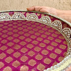 Maroon Brocade Pooja Thali