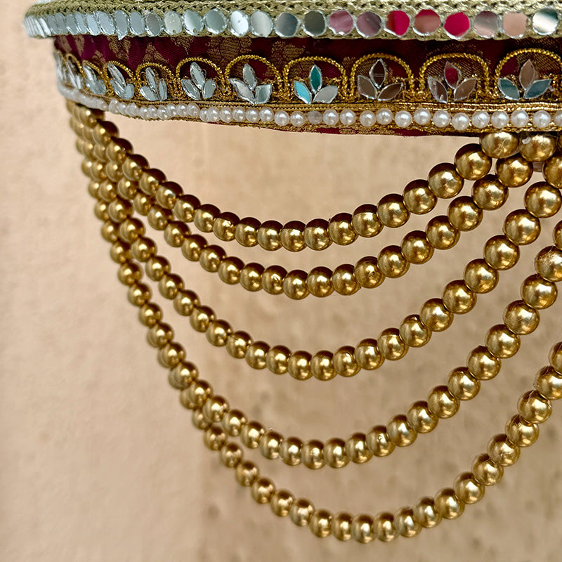 Maroon Brocade Pooja Thali