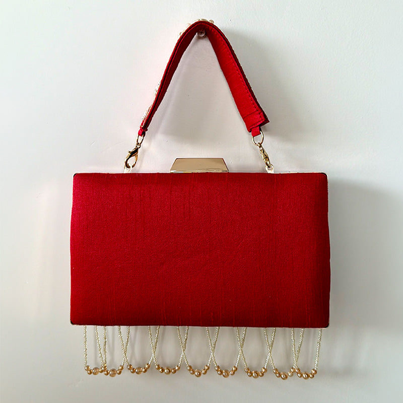 Pearl Garden Box Clutch Classic Red