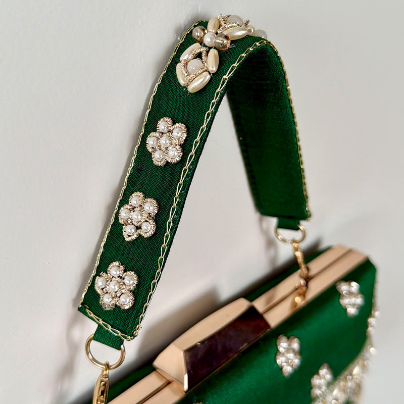 Pearl Garden Box Clutch Forest Green