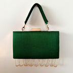 Pearl Garden Box Clutch Forest Green