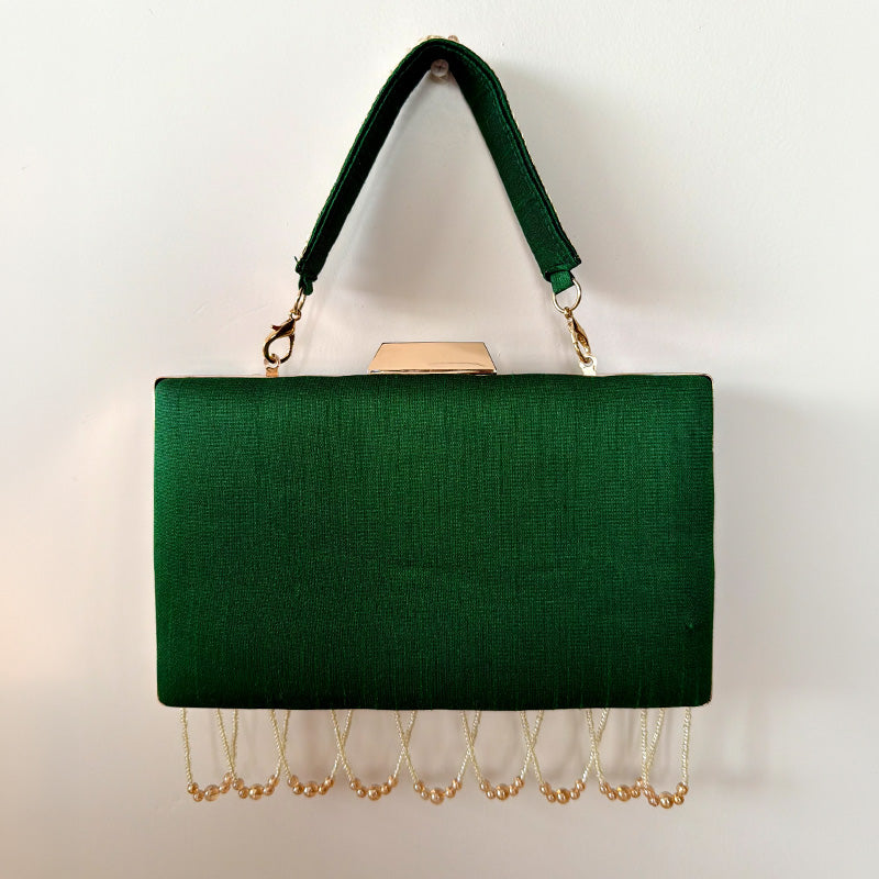 Pearl Garden Box Clutch Forest Green