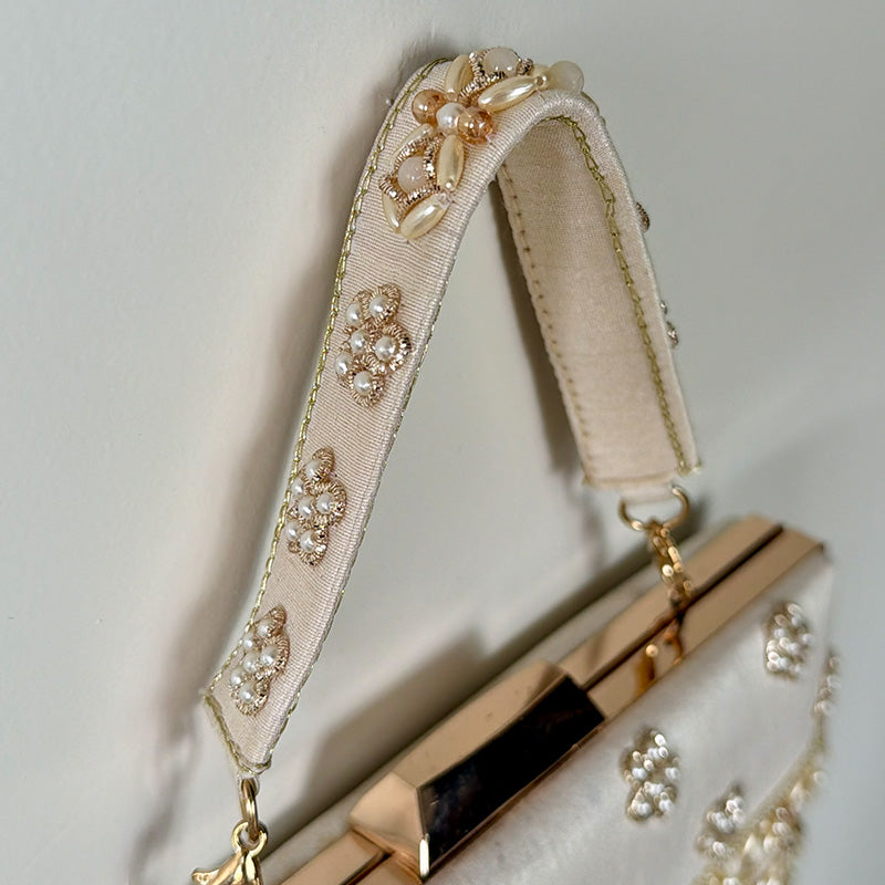 Pearl Garden Box Clutch Ivory