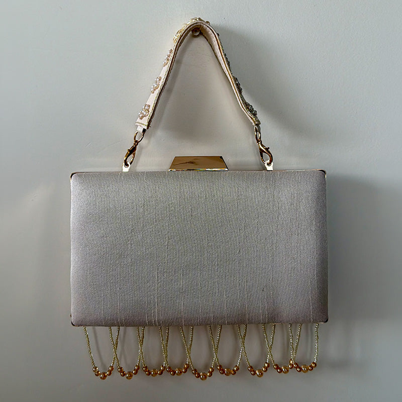 Pearl Garden Box Clutch Ivory
