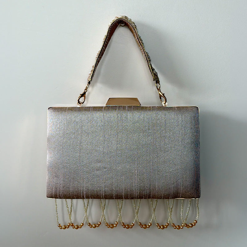 Pearl Garden Box Clutch Pearl Grey