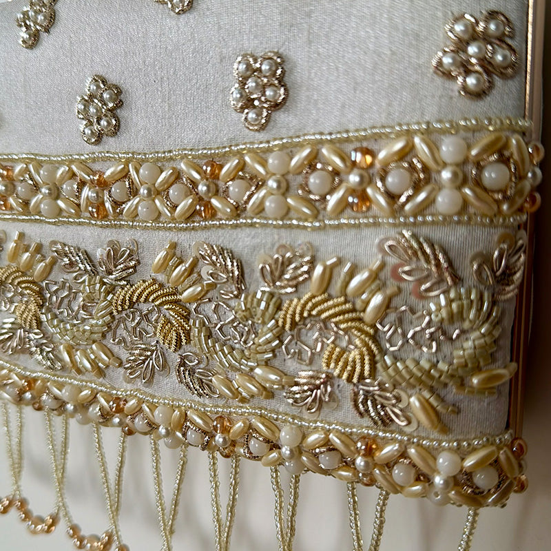 Pearl Garden Box Clutch Ivory
