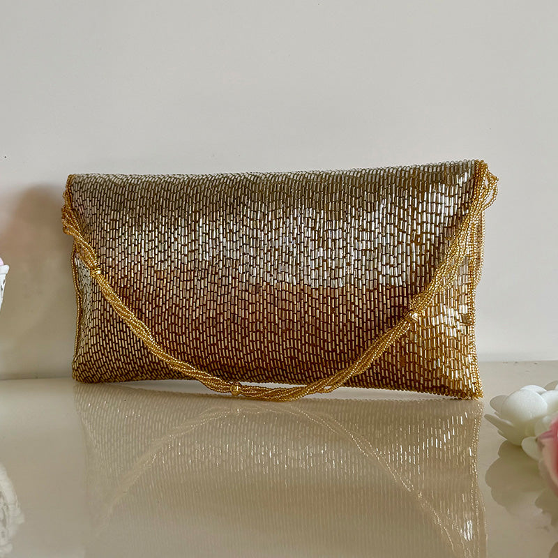 Tube Texture Clutch Shimmery Gold