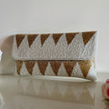 Tube Texture Clutch White Chevron