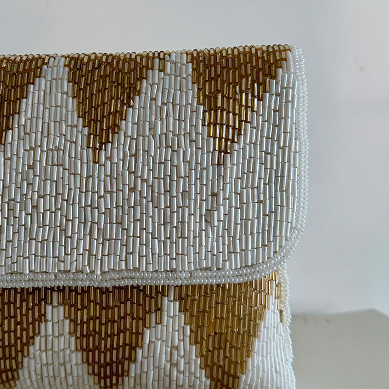 Tube Texture Clutch White Chevron