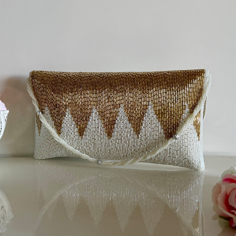 Tube Texture Clutch White Chevron