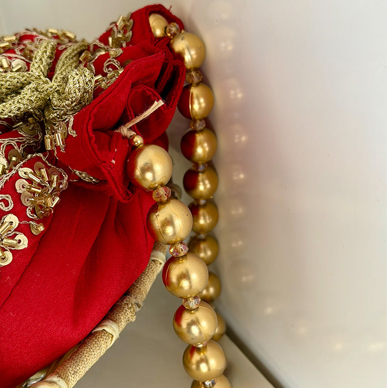 Zari Moti Potli Classic Red