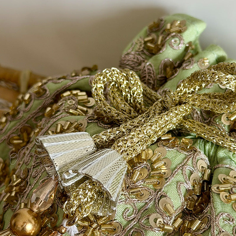 Zari Moti Potli Mint Green