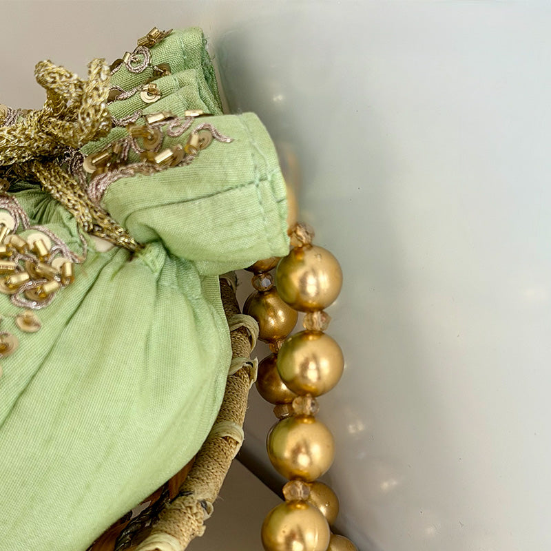 Zari Moti Potli Mint Green