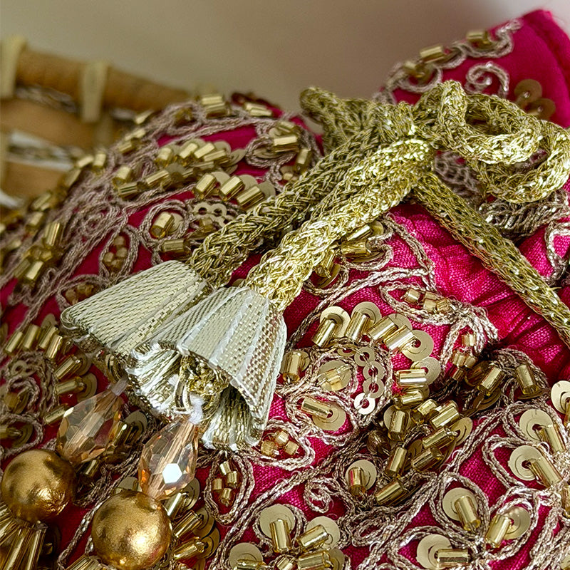 Zari Moti Potli Rani Pink